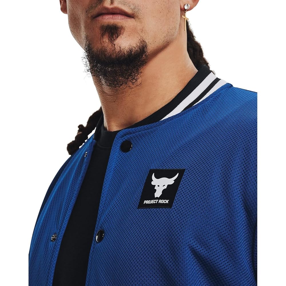 Under Armour Men's Project Rock Mesh Varsity Jacket, Blue